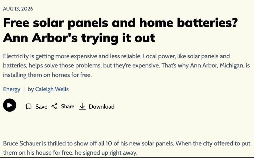 Marketplace article on the Ann Arbor home battery program