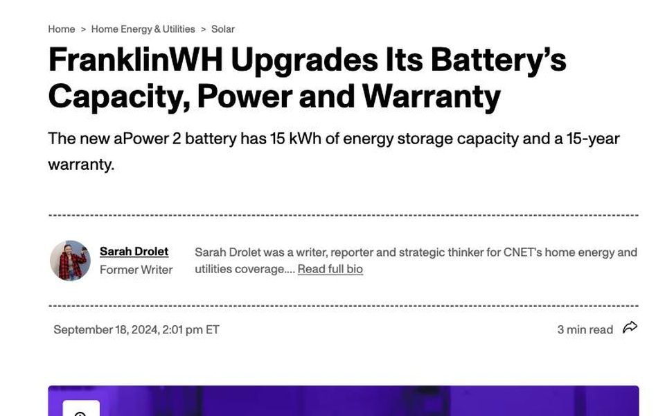 CNET article on the aPower 2 battery launch