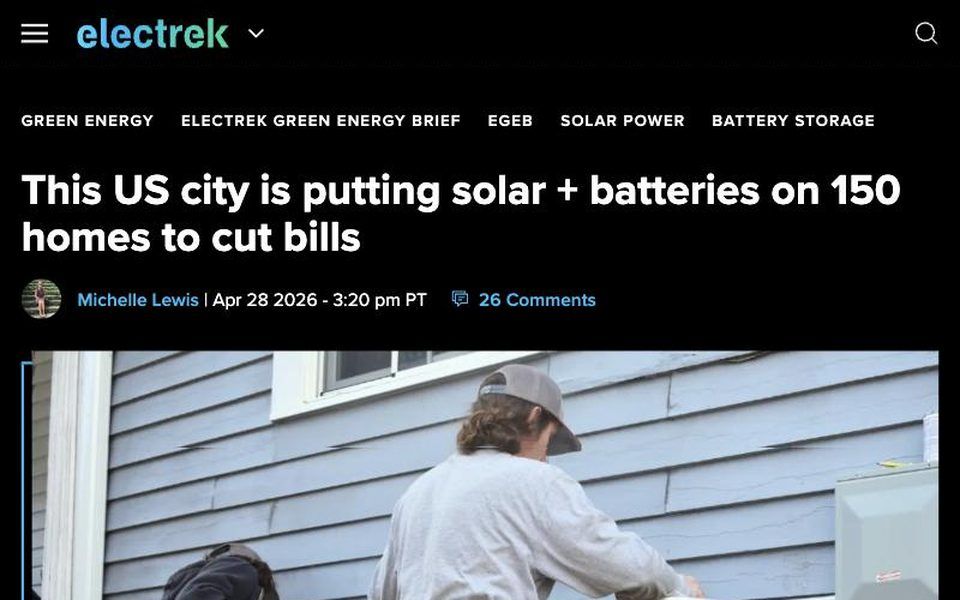 Electrek article on the Ann Arbor solar and battery program