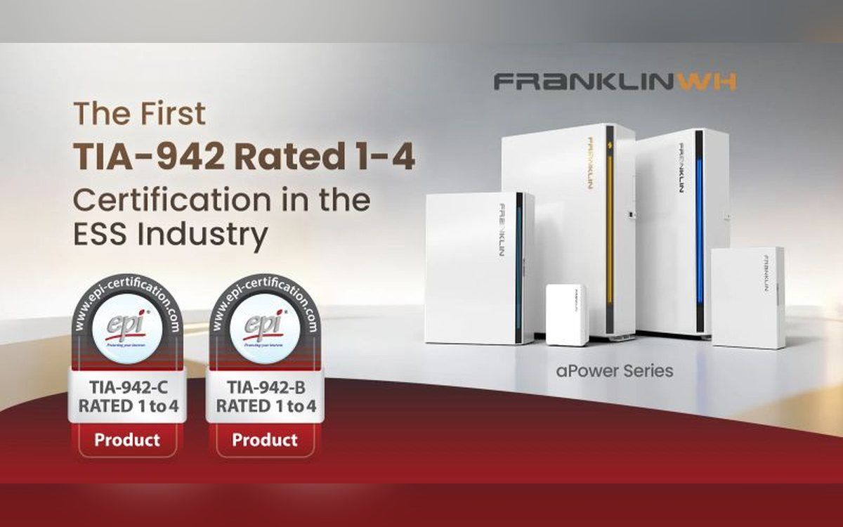 Announcement of the first TIA-942 rated certification in the energy storage industry